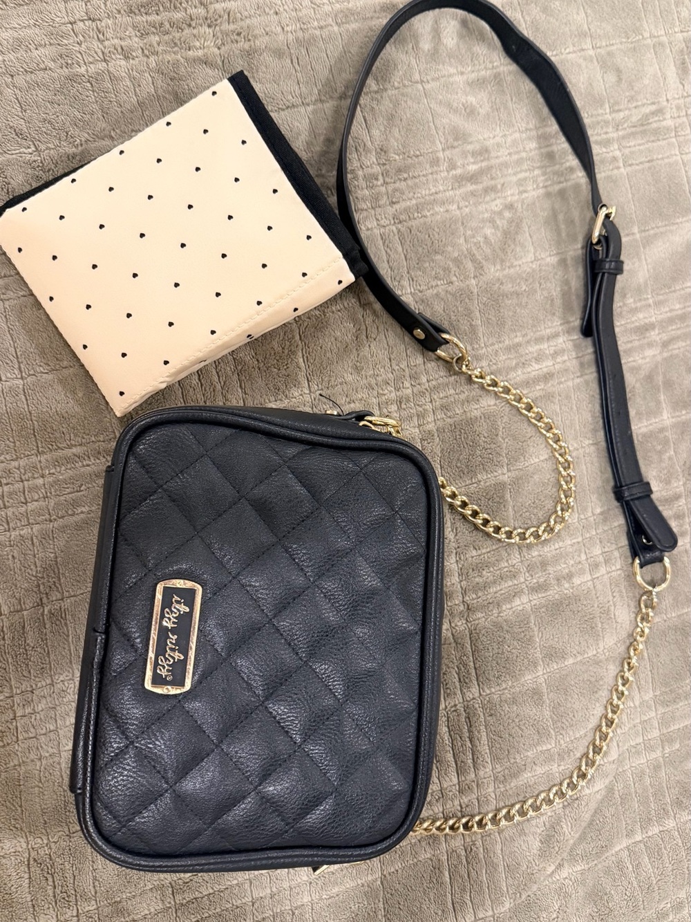 Itsy Ritzy Black Quilted Crossbody Diaper Bag